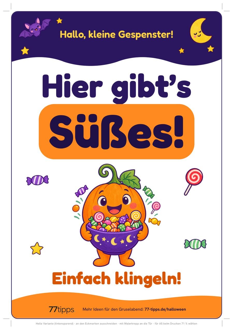 Türschild „Hier gibt’s Süßes!“ – einfach klingeln
